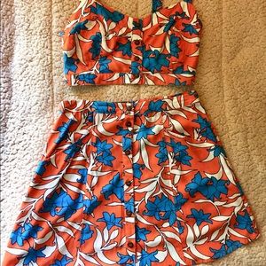 Forever 21 Two-piece Button Front Top with Skirt